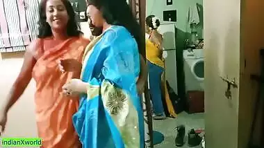 18yrs Tamil Boy Fucking Two Beautiful Milf Bhabhi Together At Holi Day