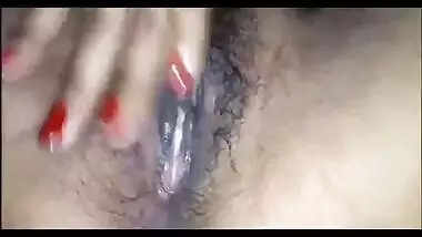 Horny Desi woman dives red nails into sexy hairy XXX tunnel