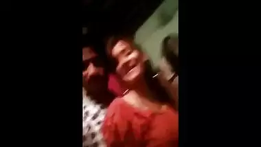 During party Desi boy fucks submissive GF with big XXX tits on floor