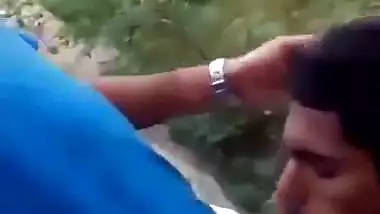 Pervert gets an outdoor blowjob from his friend