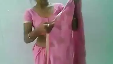 Sexy Telugu Bhabhi Stripping Pink Saree For Fuck