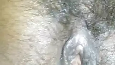 Playing with wet hairy Pussy